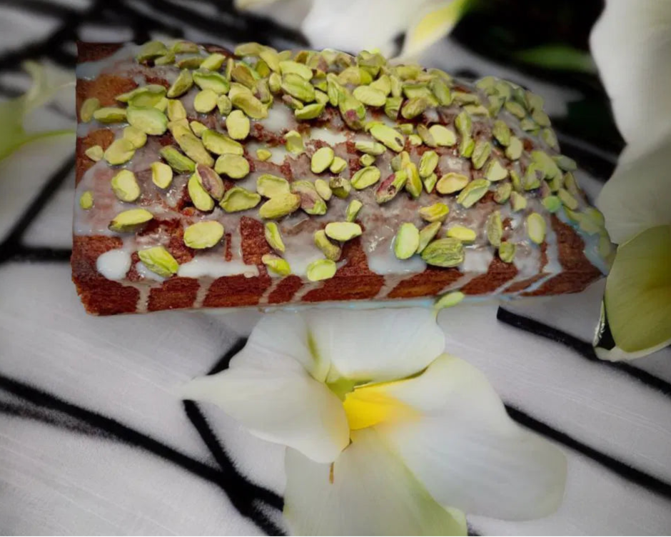 Vanilla Glazed Pistachio Banana Bread