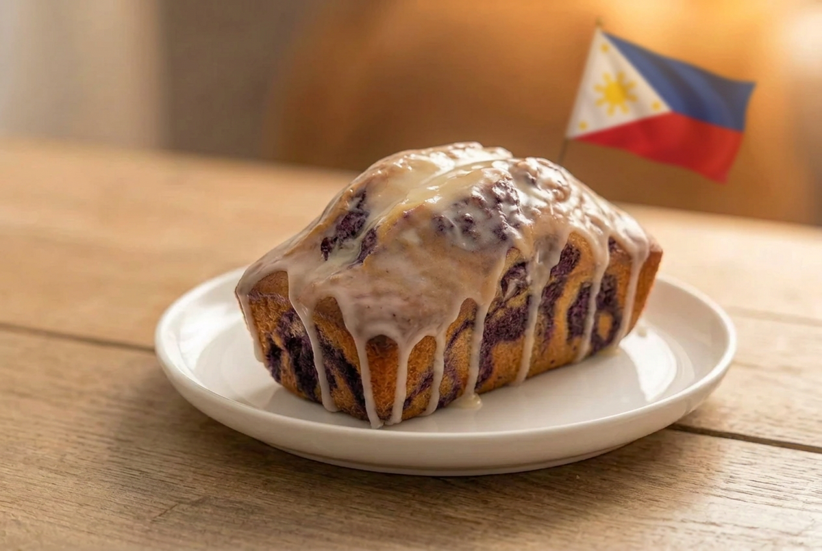 Vanilla Glazed Ube (Purple Yam) Banana Bread Mini