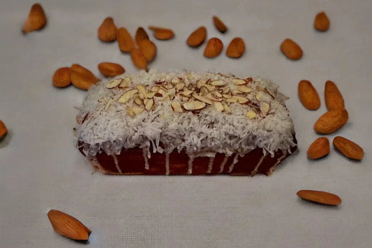 Vanilla Glazed Almond & Coconut Banana Bread