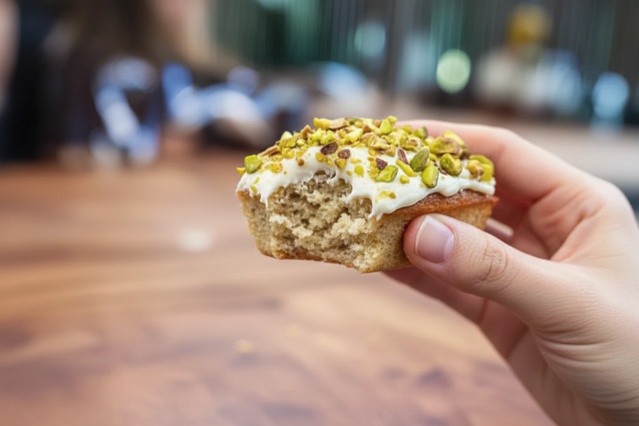 Vanilla Glazed Pistachio Banana Bread Mini